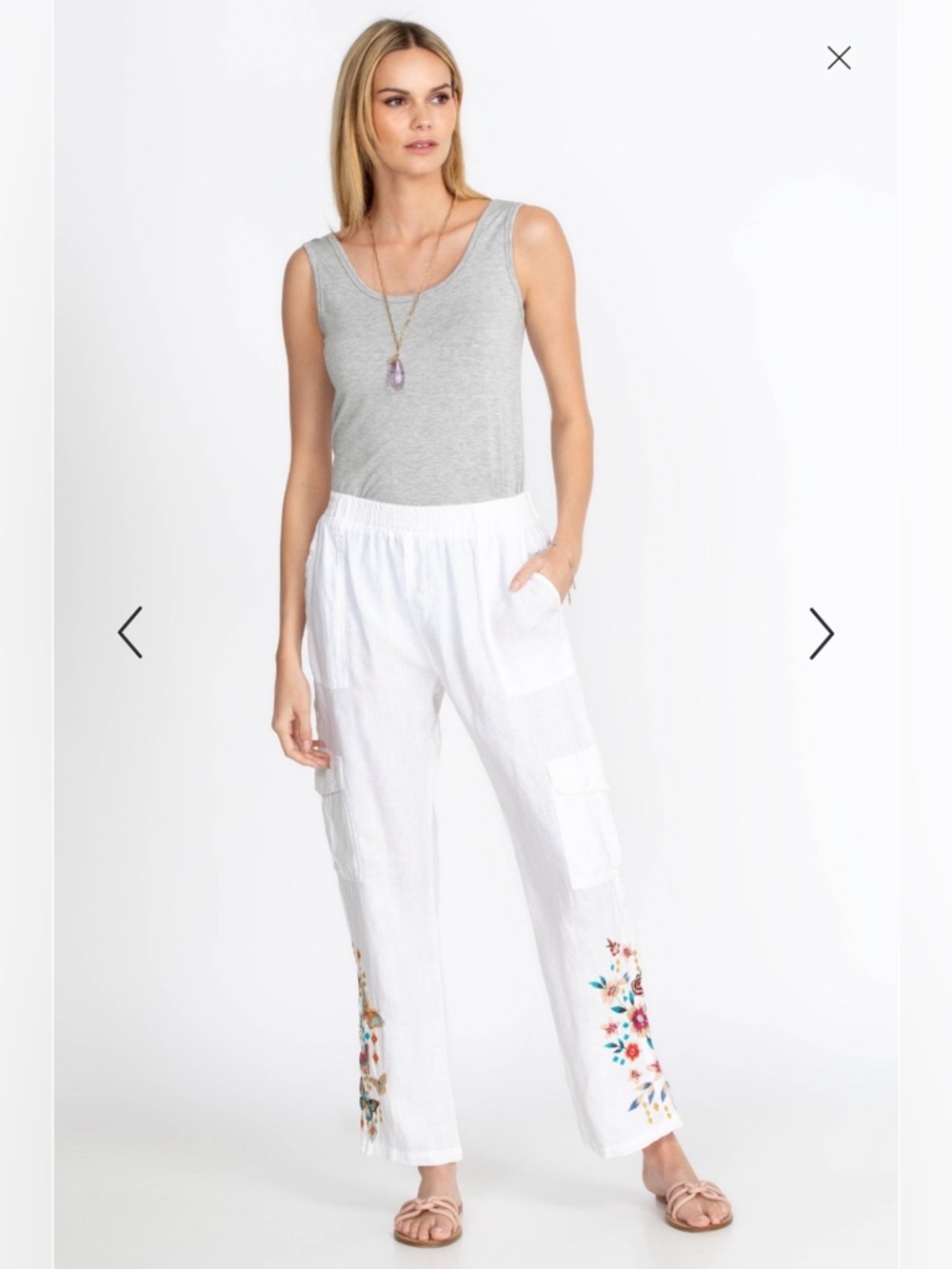Johnny Was Womens Mariposa Linen Cargo Pant